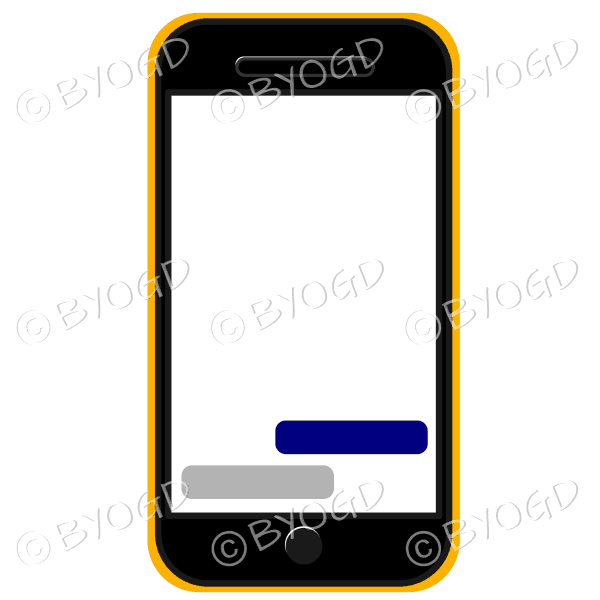 Blank cell/mobile phone for your own message in yellow