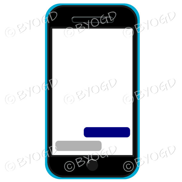 Blank cell/mobile phone for your own message in light blue