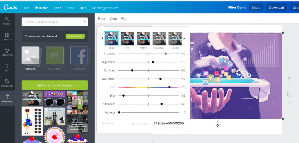 Advanced Filter Options on Canva