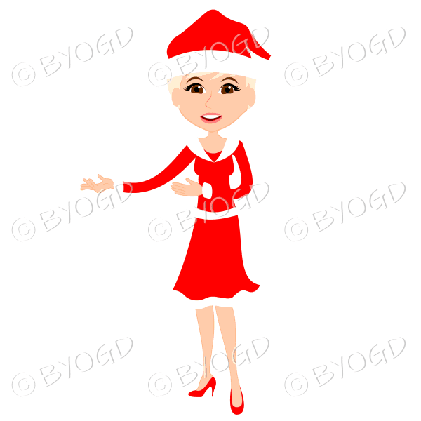 Christmas woman Santa standing - with short blonde hair