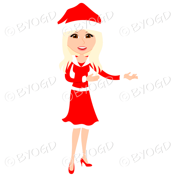 Christmas woman Santa standing - with long blonde hair