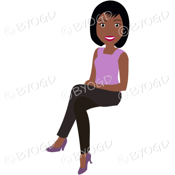 (Pink top) A woman in a sitting position