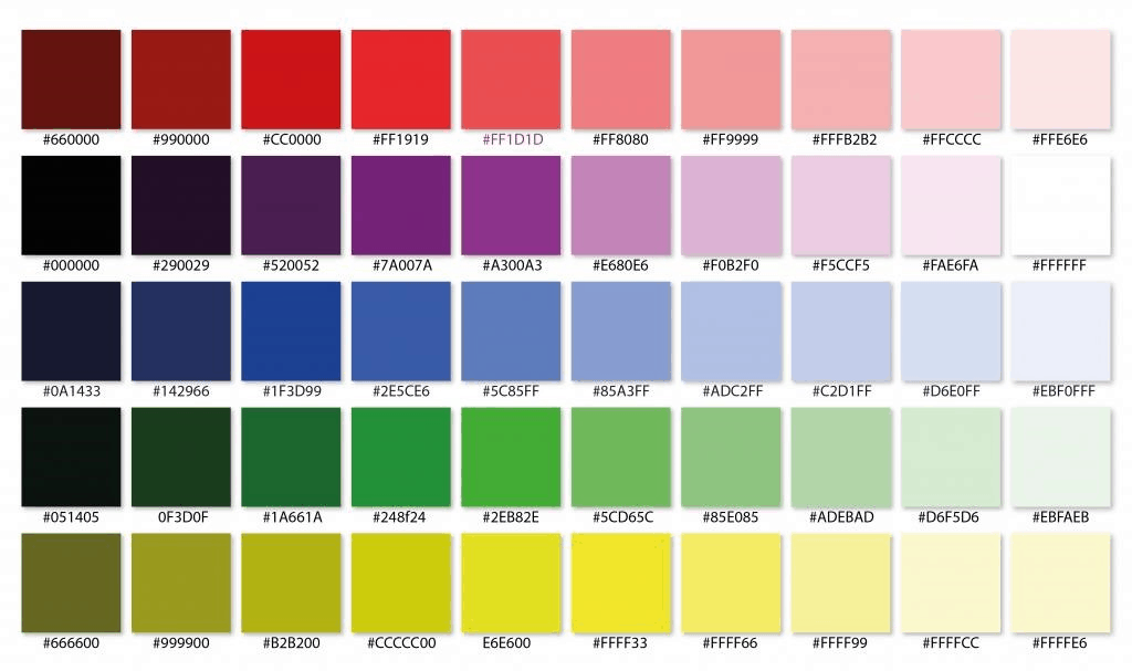 web color codes chart