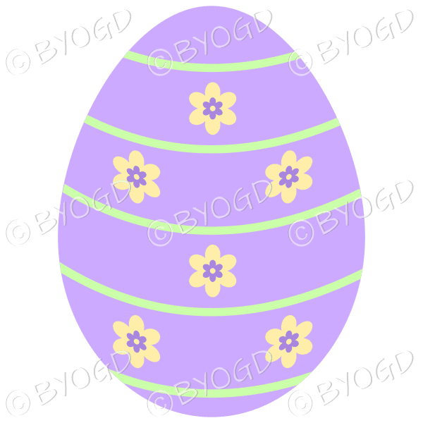 Purple Easter Egg with yellow and purple flower decoration