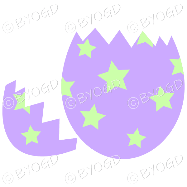 Cracked purple Easter Egg with green star decoration
