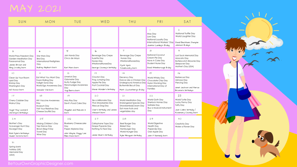 Monthly Calendar May 2021