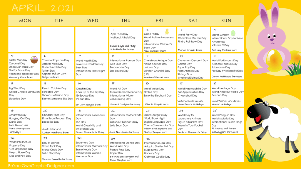 April 2021 Content Ideas Calendar