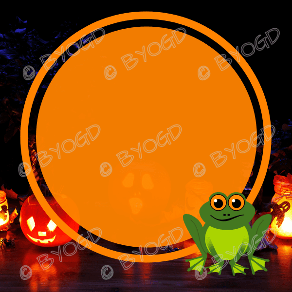 Halloween Background: Orange circle with frog