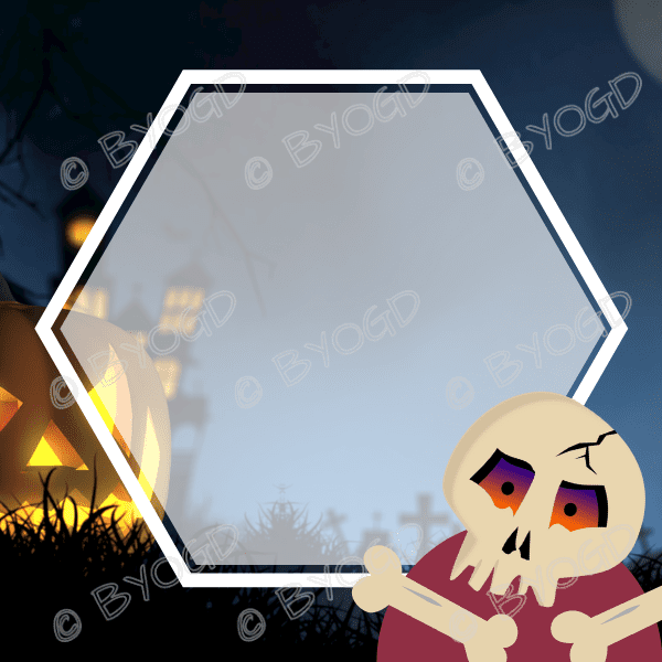 Halloween Background: Grey hexagon with skeleton bones