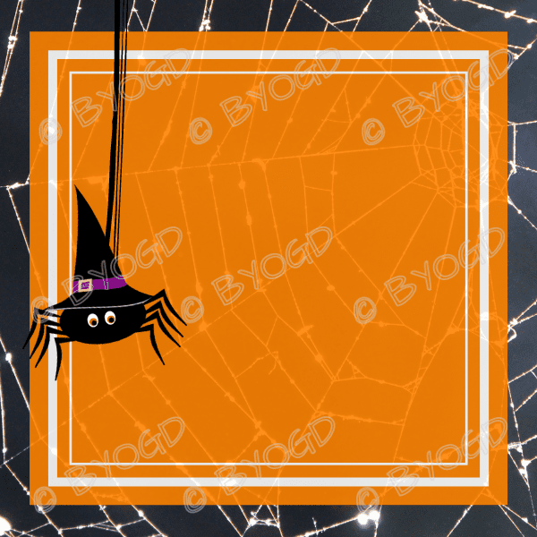 Halloween Background: Orange square with spider