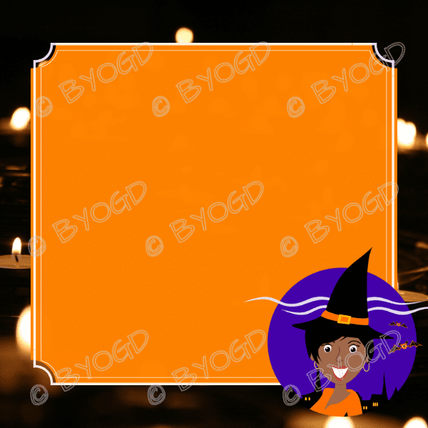 Halloween Background: Orange square with witch