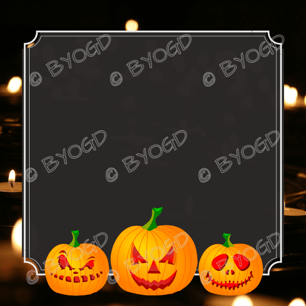 Halloween Background: Black square with pumpkins