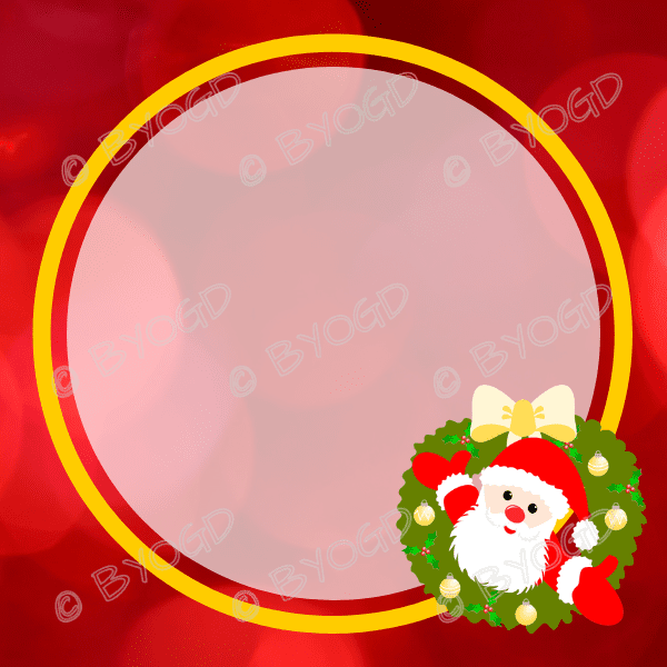Christmas background: Red with yellow circle and Father Christmas