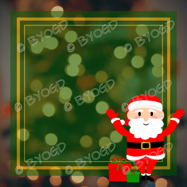 Christmas background: Green with yellow square and Father Christmas