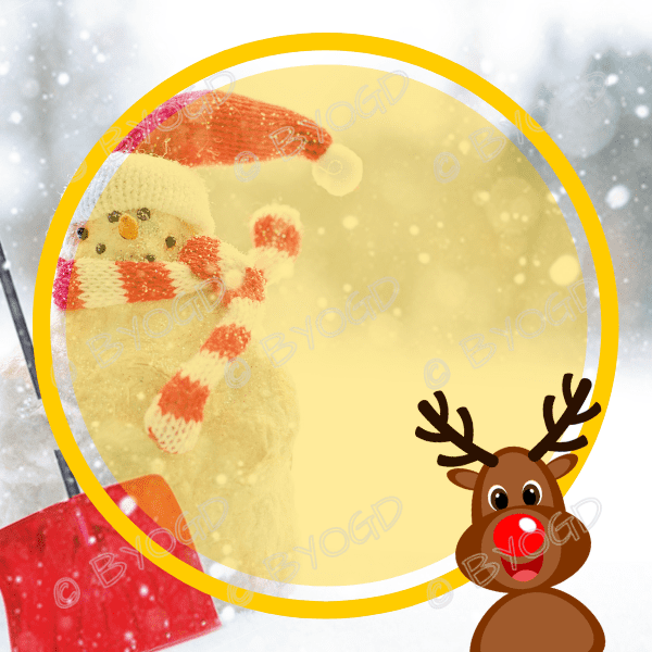 Christmas background: White with yellow circle and snowman