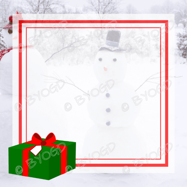 Christmas background: white with red square and present