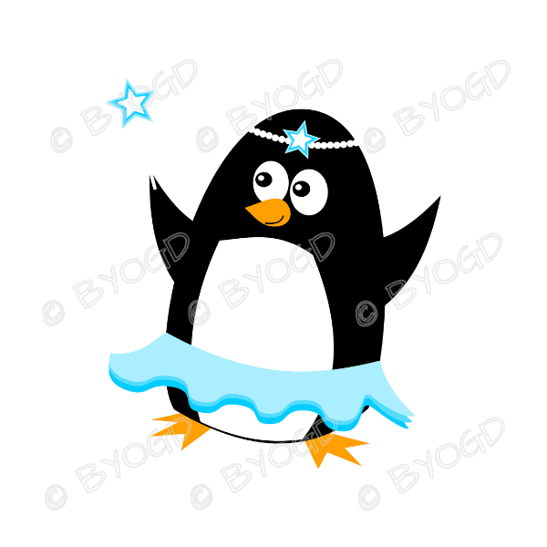 Christmas Penguins: A ballerina Penguin in a blue tutu